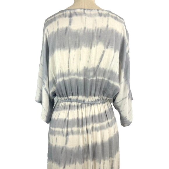 Surf Gypsy Faux Wrap Dress Womens Medium Blue Tie Dye Maxi Swim Cover up Beach - Picture 6 of 11